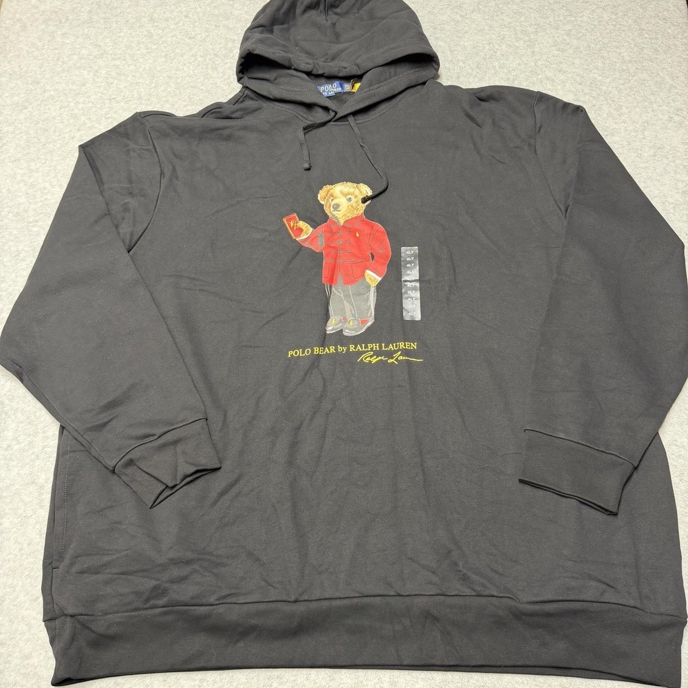 Polo Ralph Lauren Hoodie Mens 4XLT Black Lunar New Year Polo Bear Graphic